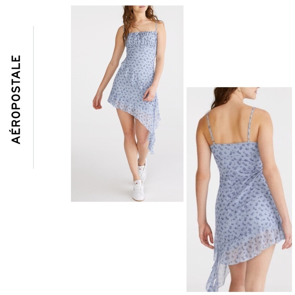 🆕Aeropostale Blue Floral Butterfly Square-Neck
Asymmetrical Bodycon Dress XS🆕